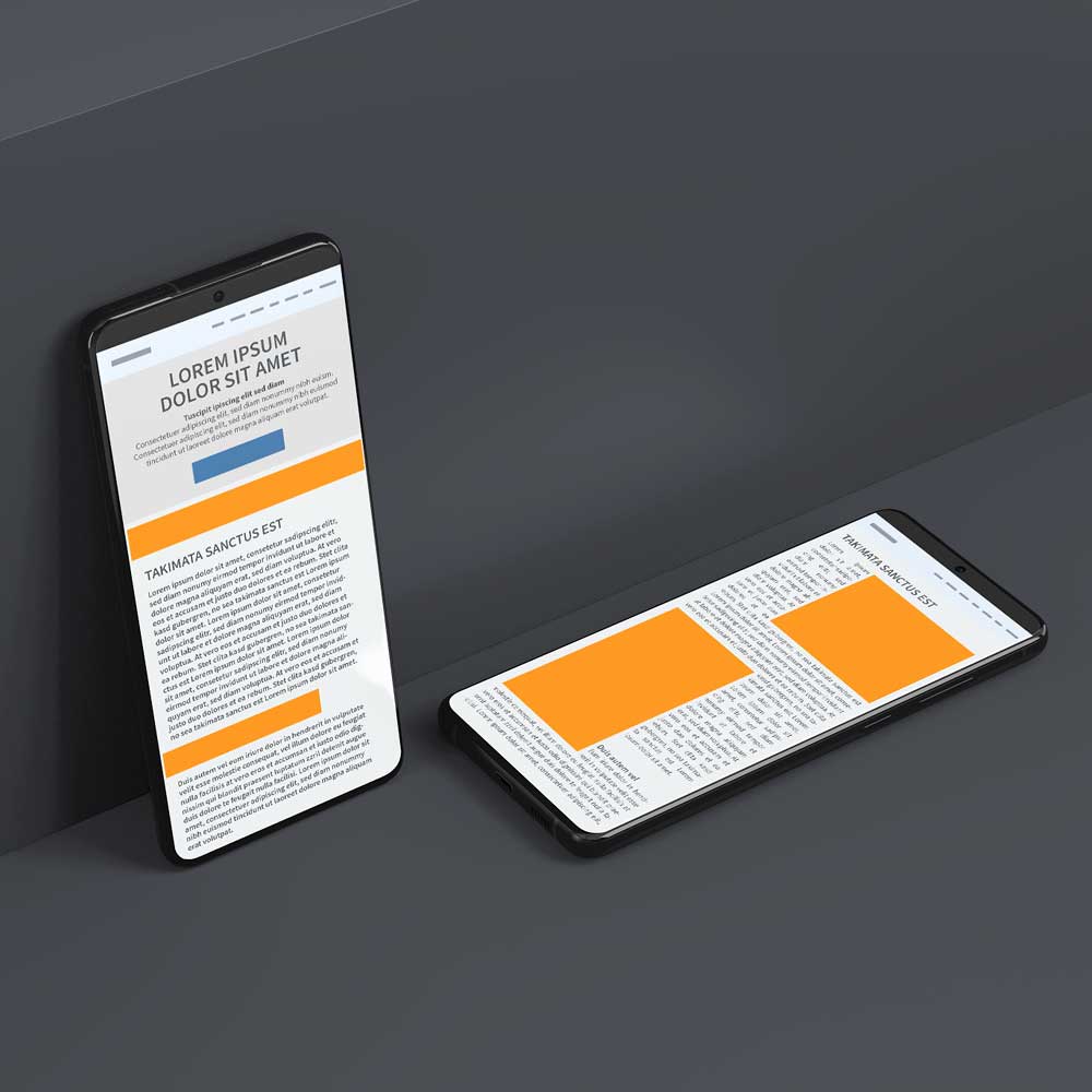 Smartphone with an illustration of banner ads on a website blog